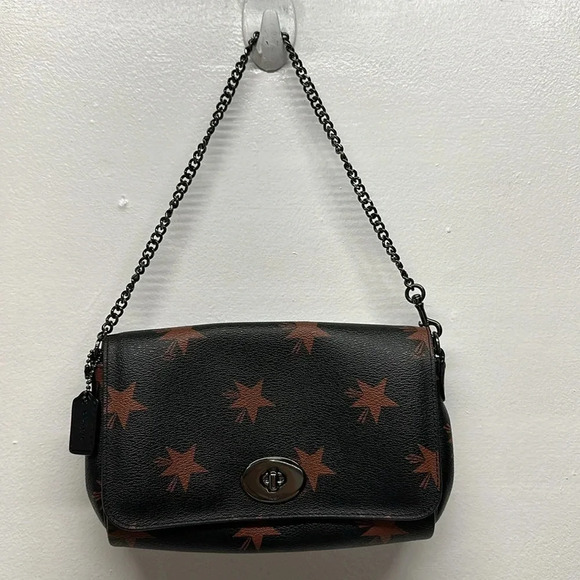Coach Star C Mini Ruby Crossbody Purse Bag Leather Brown Black Silver F35889 - Picture 1 of 12